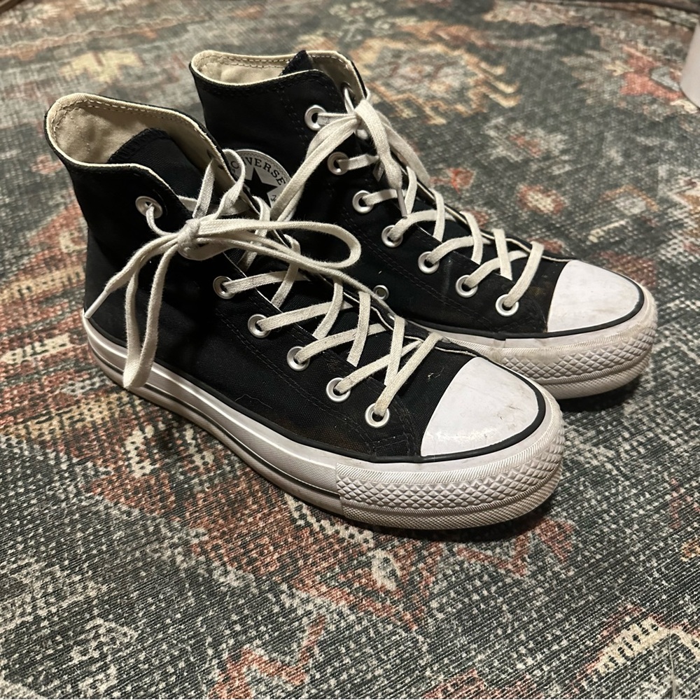Black High Top Platform Converse Women’s Size 7